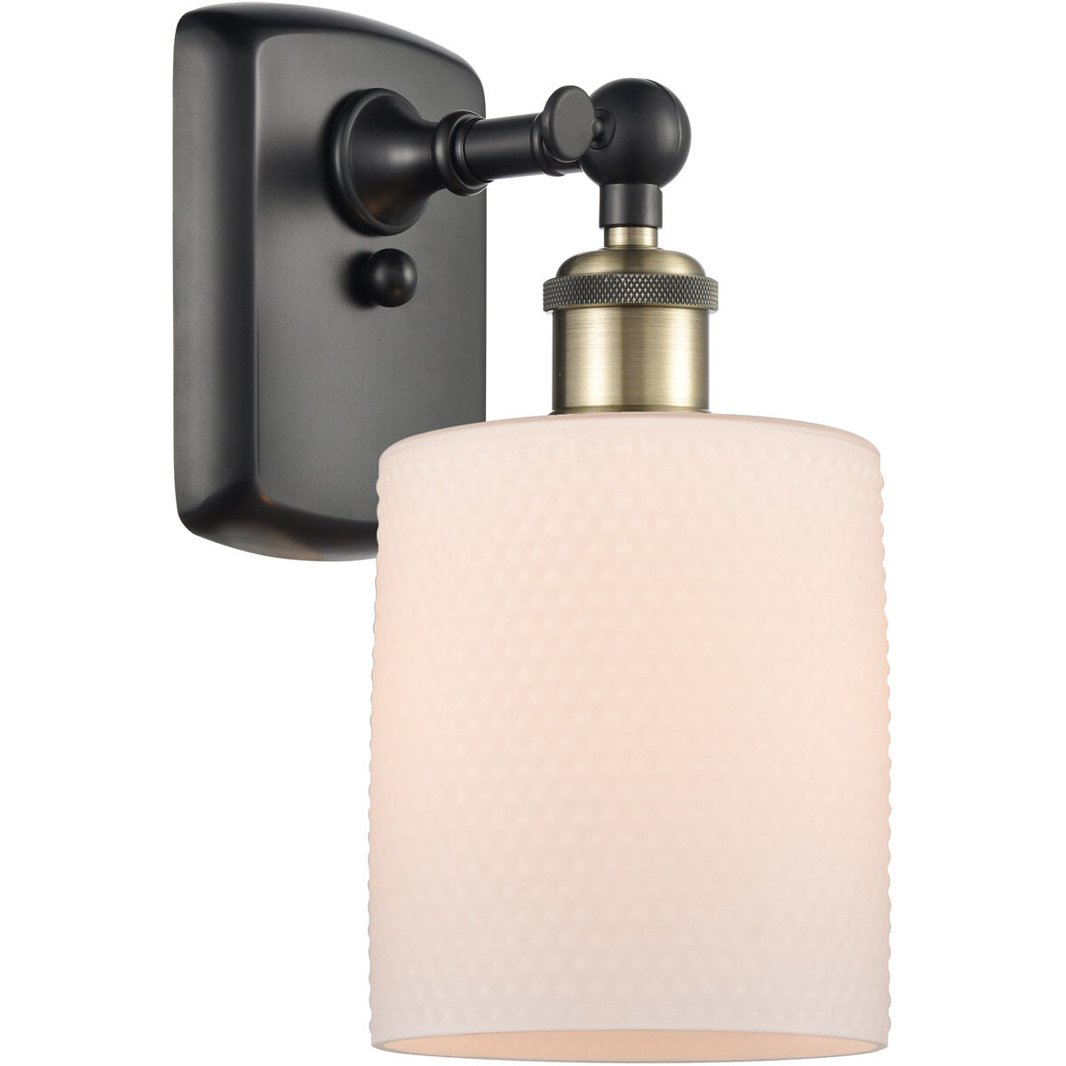 Ballston Cobbleskill LED 5 inch Black Antique Brass Sconce Wall Light in Matte White Glass, Ballston