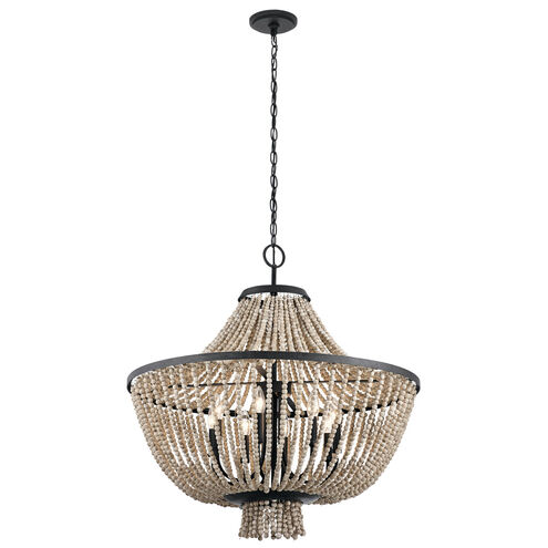 Brisbane 8 Light 30 inch Distressed Black Chandelier 1 Tier Large Ceiling Light, 1 Tier Large