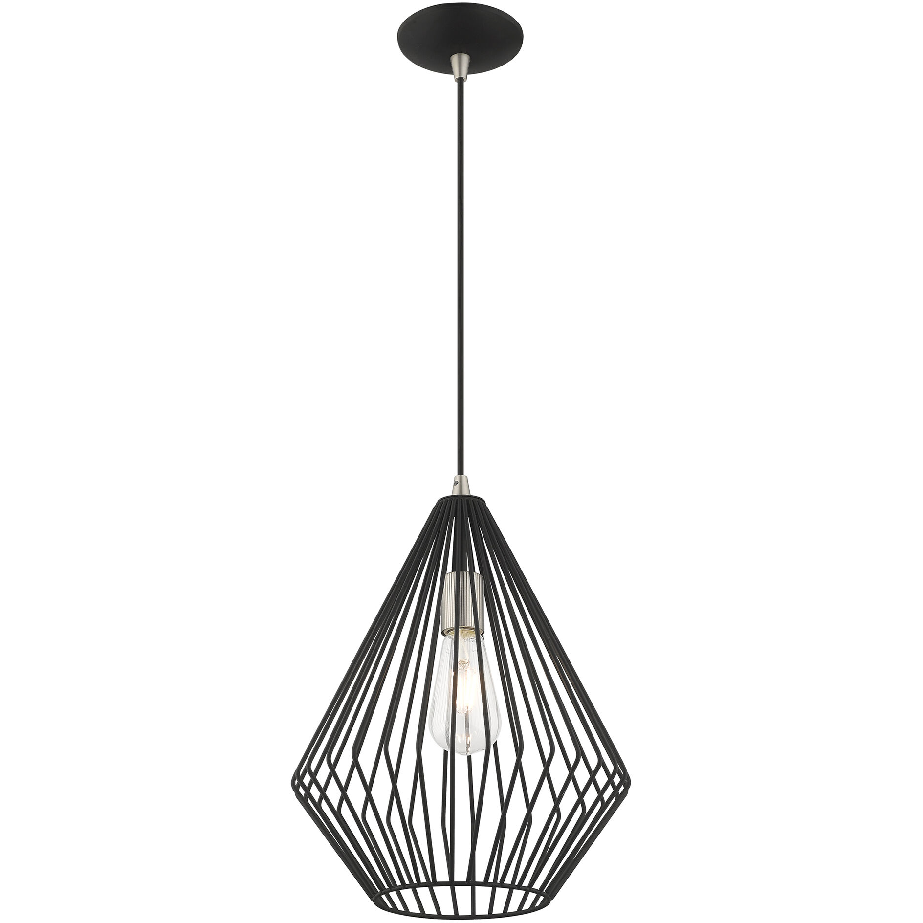 Geometric 1 Light 11.5 inch Black Mini Pendant Ceiling Light