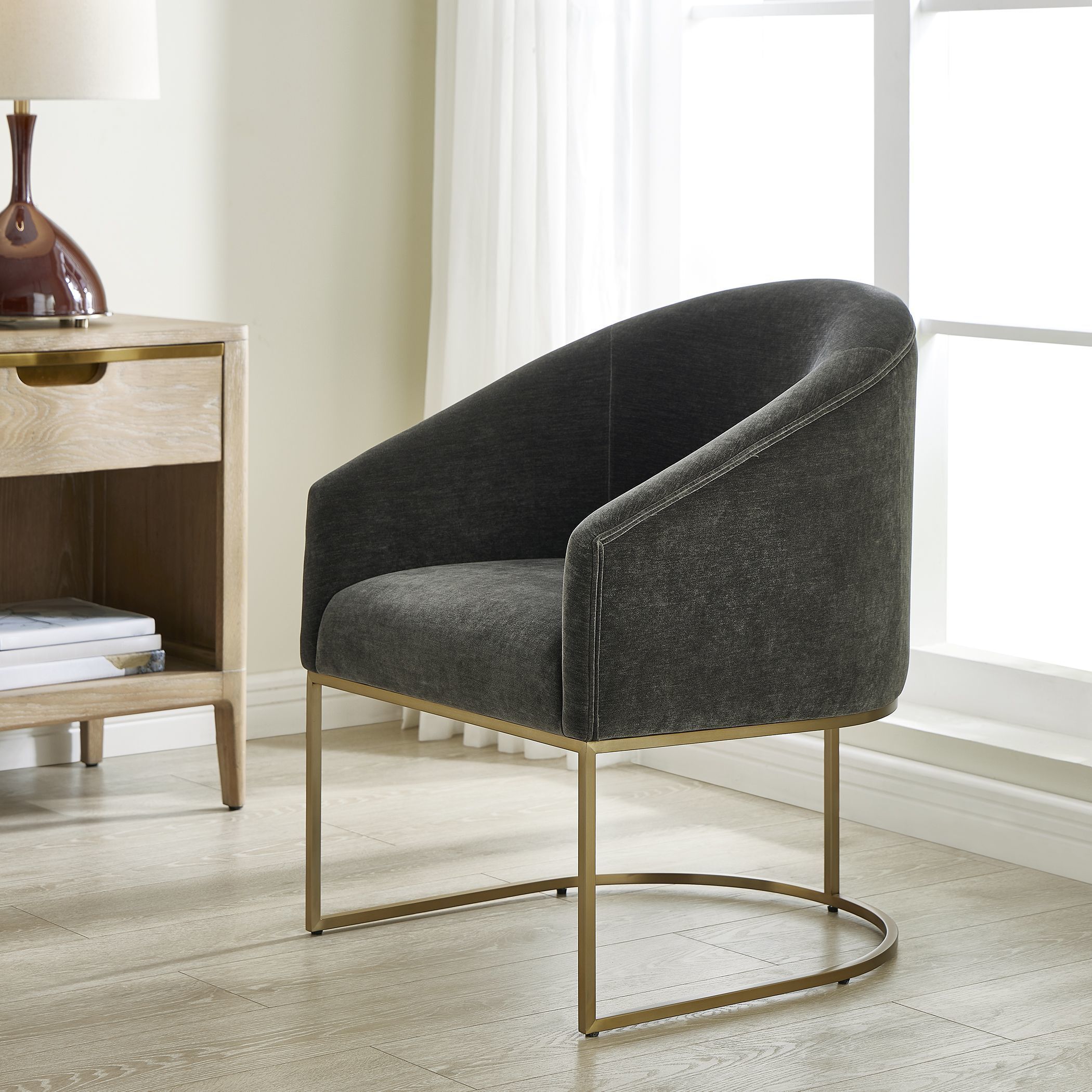 Hanni Brass and Charcoal Dining Chair