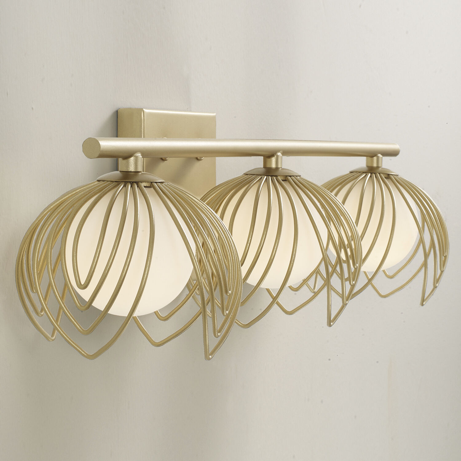 Flora 3 Light 22.75 inch Buffed Gold Vanity Light Wall Light