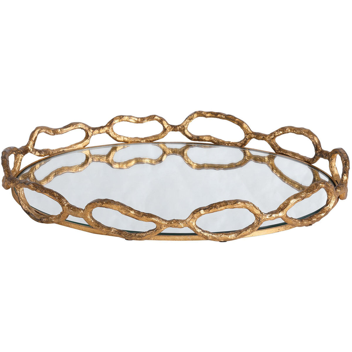 Cable Gold Leaf Chain Mirrored Tray