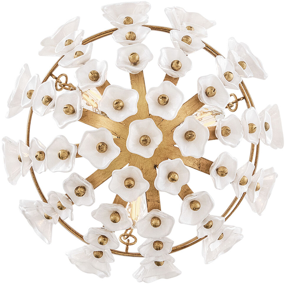 Azalea 3 Light 16.5 inch Distressed Brass Pendant Ceiling Light