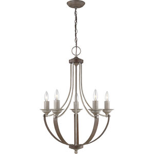 Corbeille 5 Light 22 inch Washed Pine Chandelier Ceiling Light