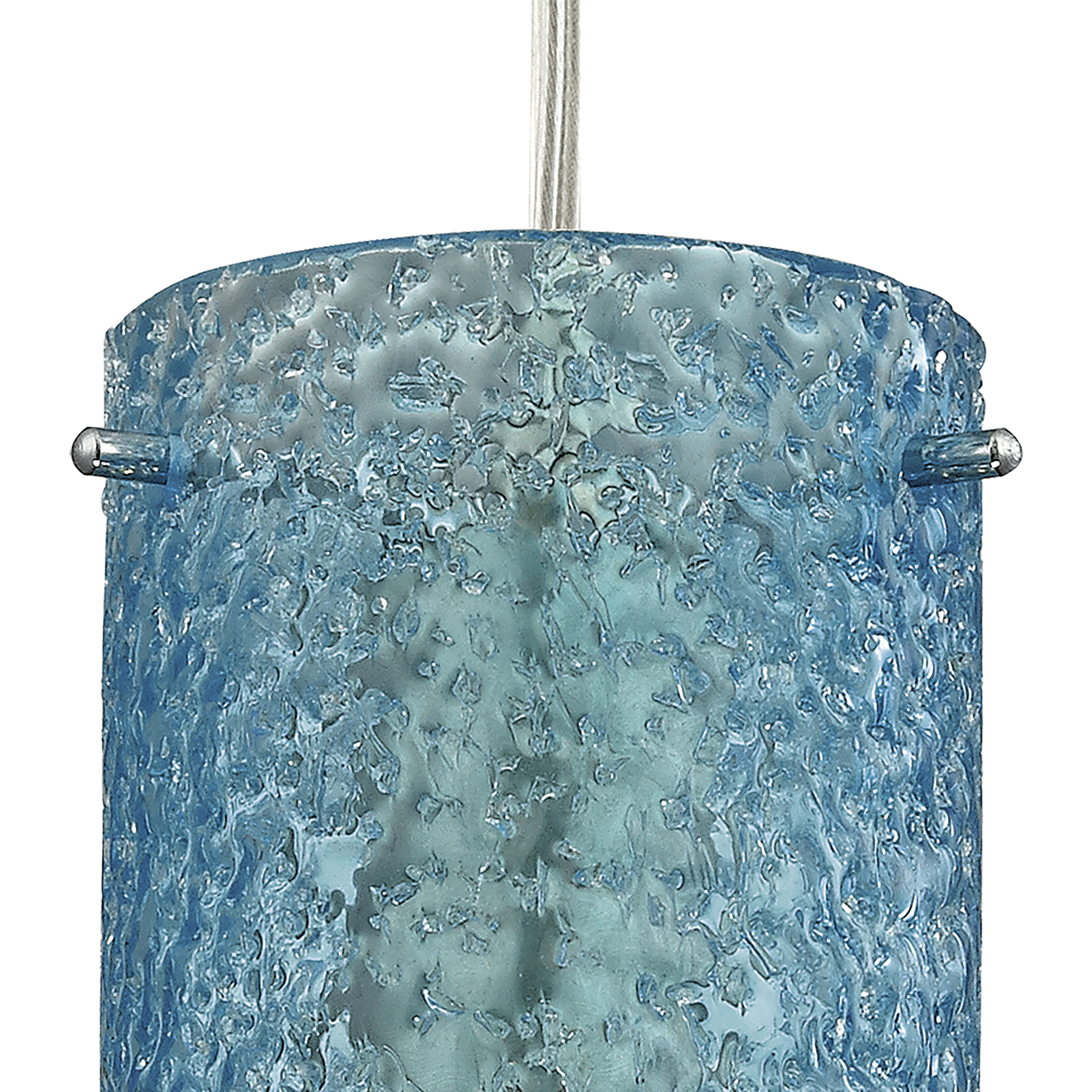 Ice Fragments 1 Light 5 inch Satin Nickel with Aqua Pendant Ice Fragments 1 Light 5 inch Satin Nickel with Aqua Pendant
