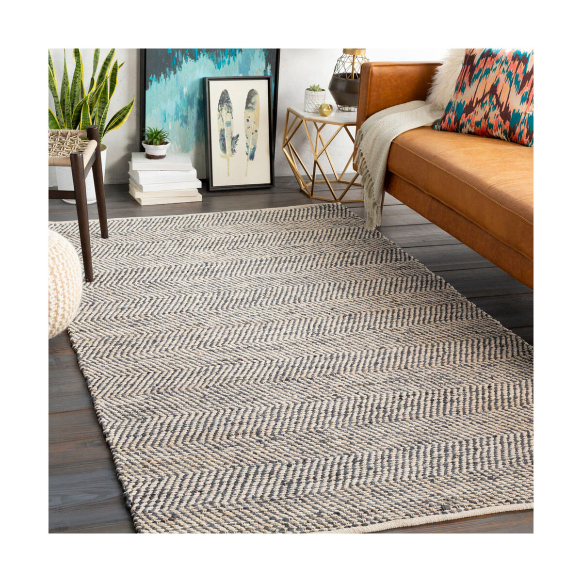 Giovanni 36 X 24 inch Charcoal/Cream Rugs, Rectangle
