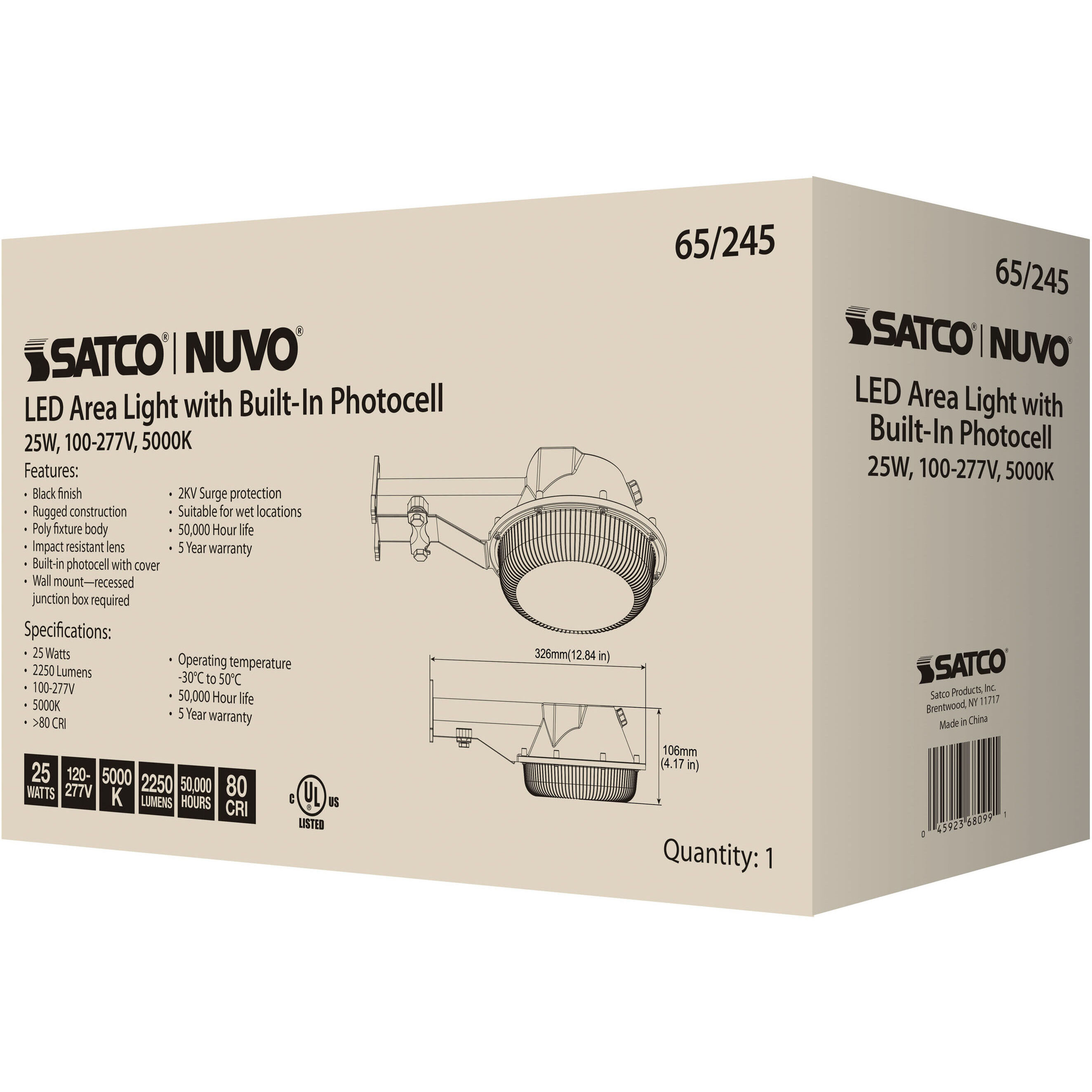 Brentwood LED 4 inch Black Outdoor Area Light