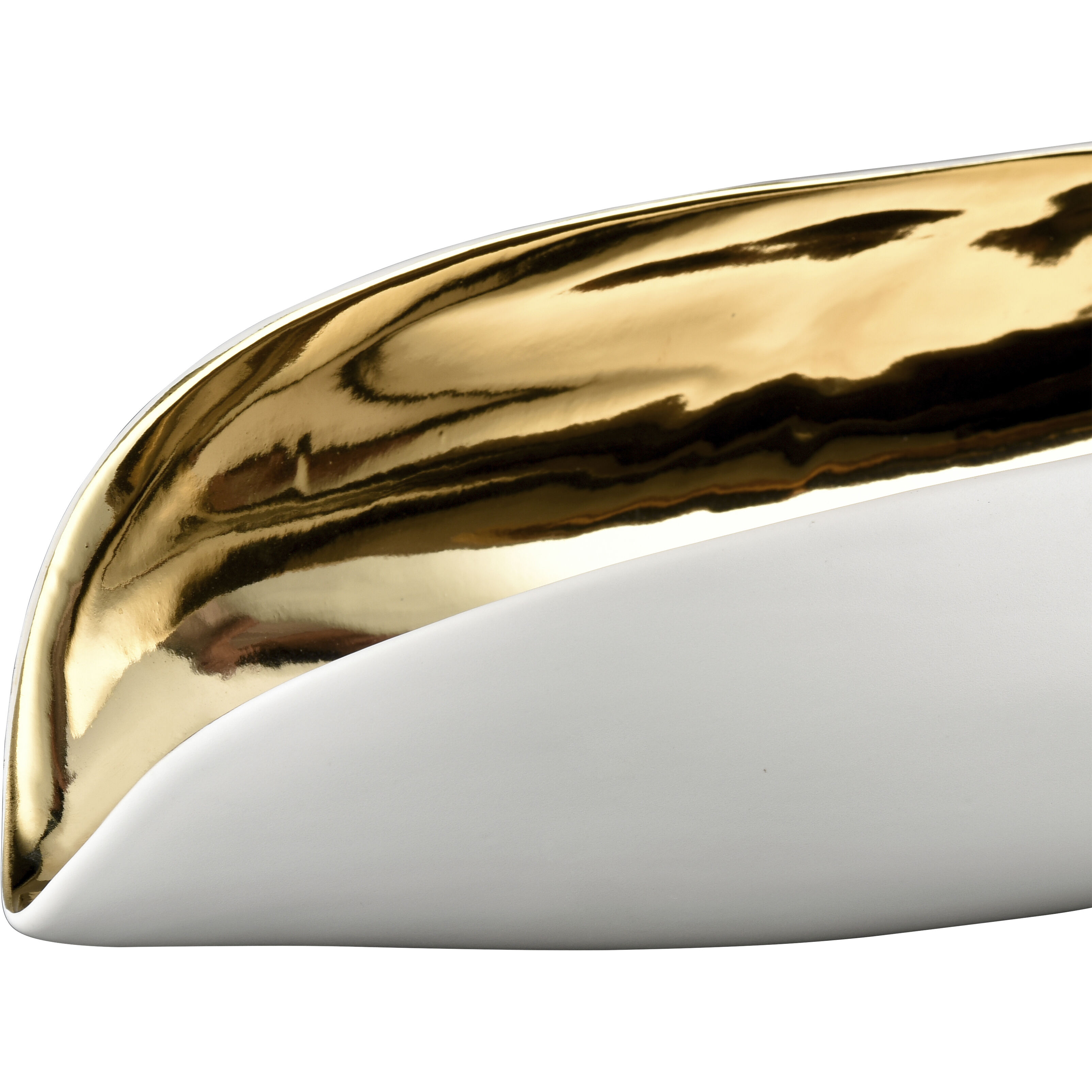 Greer 17.75 X 4 inch Vessel in White and Gold Glazed