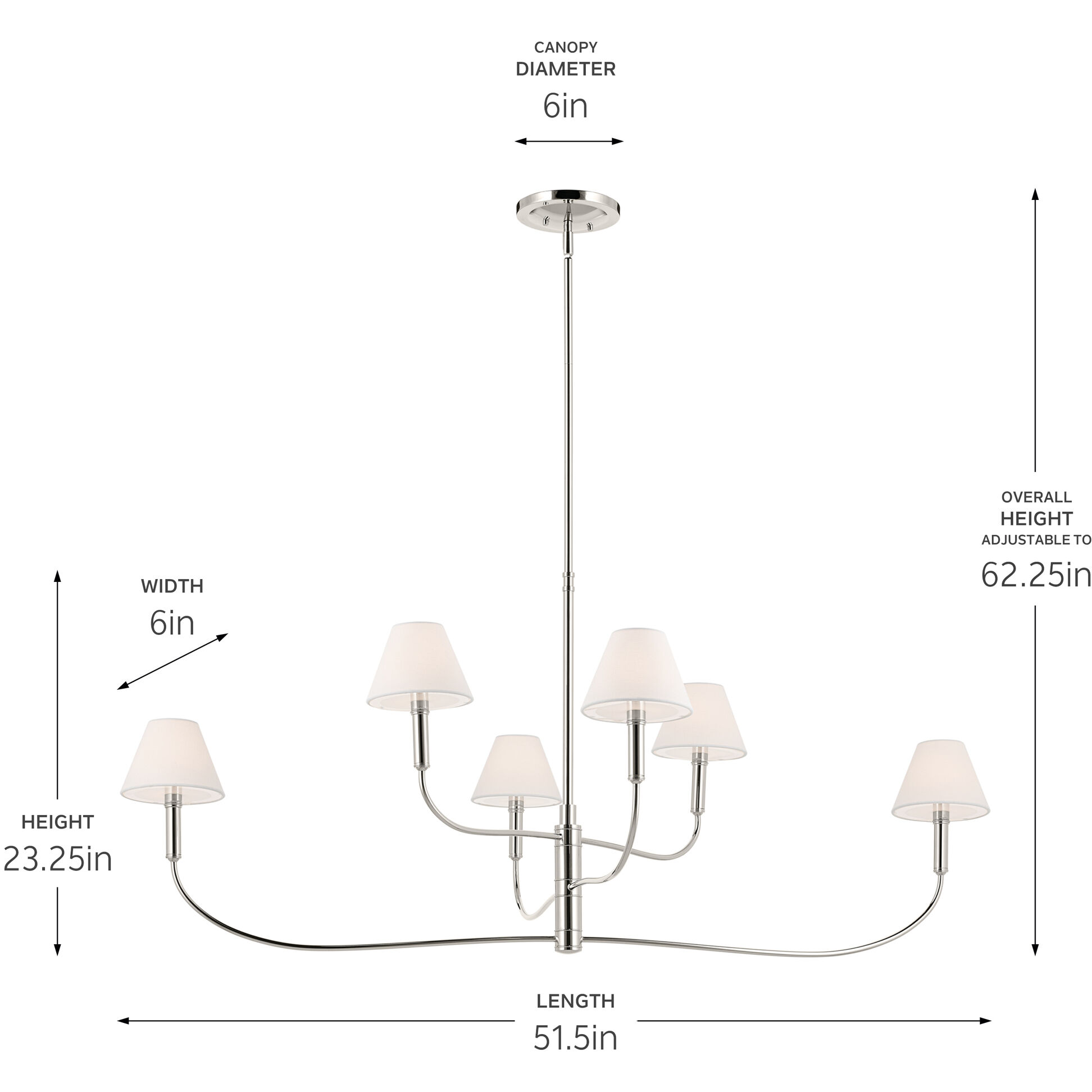Eadie 6 Light 6 inch Polished Nickel Chandelier Ceiling Light
