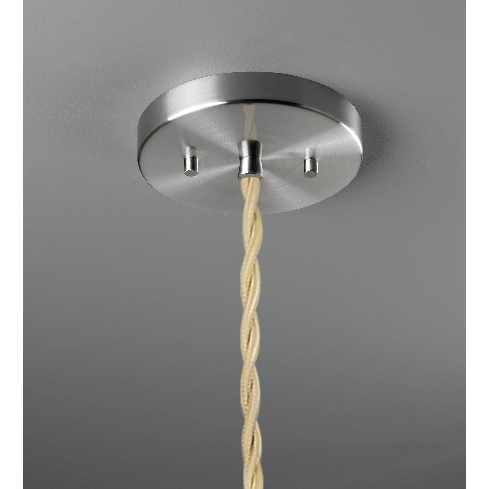 Radiance Collection - Fluted Pendant Ceiling Light in Brushed Nickel, Replaceable Bulb, Beige Twist Cord, Gloss Gray, 9W x 13H, Form+Finish+Function