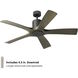Aviator 54 inch Graphite and Weathered Gray with Weathered Gray Blades Downrod Ceiling Fan in Graphite Weathered Gray, Smart Ceiling Fan