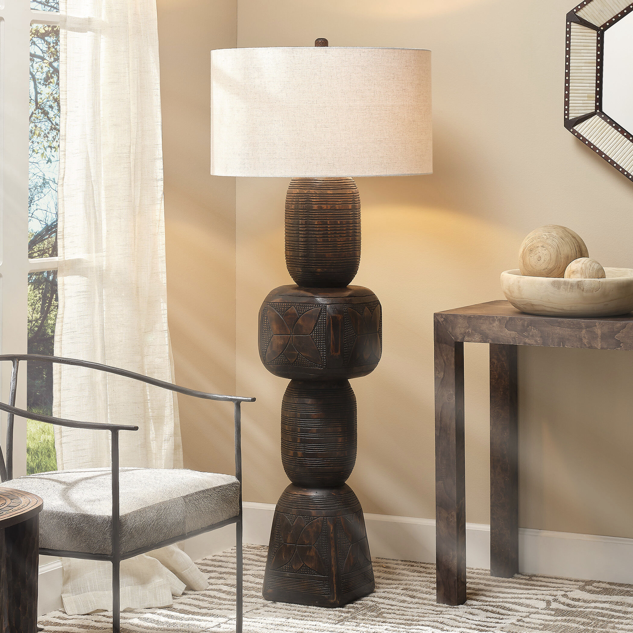 Totem 62 inch 100.00 watt Dark Black Floor Lamp Portable Light