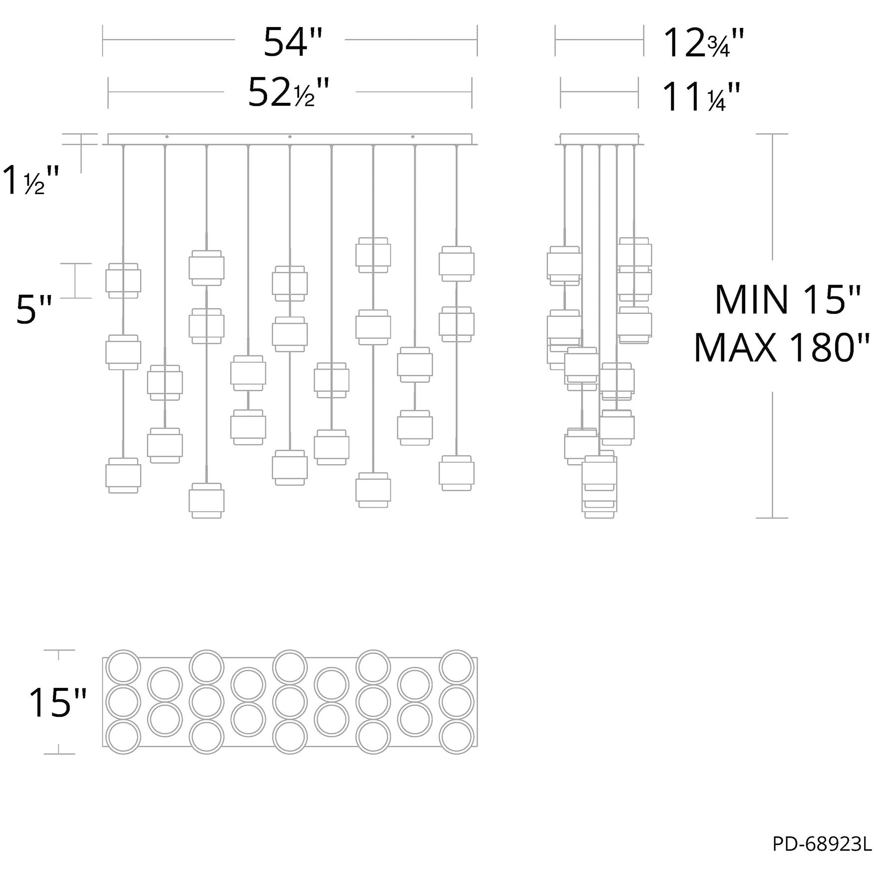 Banded LED 15 inch Aged Brass Chandelier Ceiling Light, dweLED