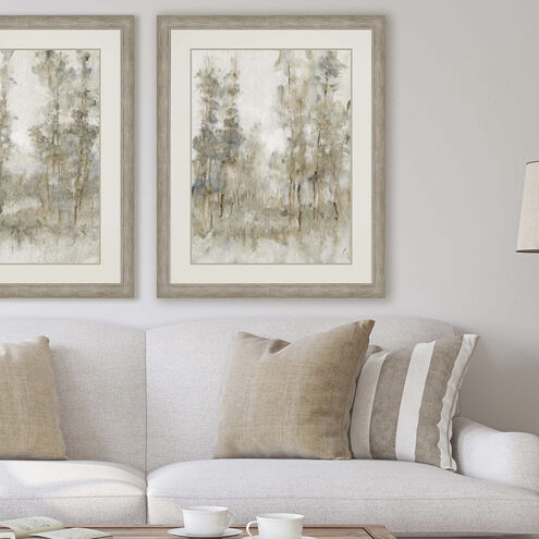 Thicket of Trees Beige and Blue and Metallic and White Framed Art