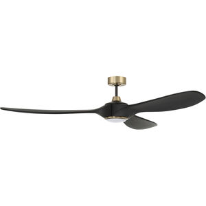 Envy 84 inch Flat Black/Satin Brass with Envy Flat Black Blades Ceiling Fan in Flat Black and Satin Brass, Blades Included