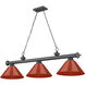 Cordon 3 Light 57.25 inch Bronze Plate Billiard Ceiling Light in Red Plastic