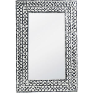 Rectangular Capiz 36 X 24 inch Black / White Wall Mirror, Rectangular
