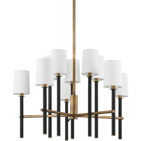 Belvedere 1 Light 32 inch Patina Brass/Textured Black Chandelier Ceiling Light