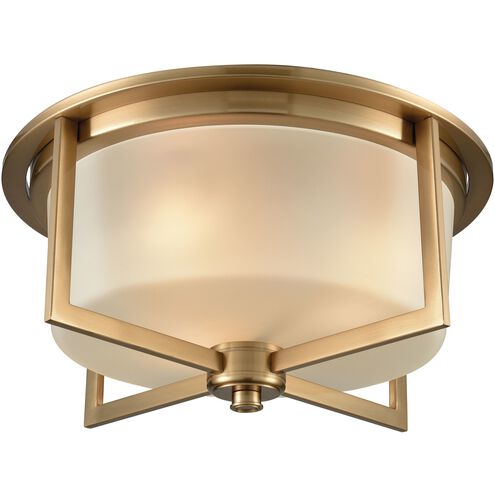 Vancourt 3 Light 15 inch Satin Brass Flush Mount Ceiling Light