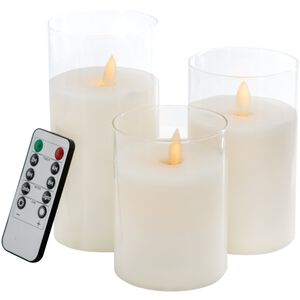 Real Flame White LED Wax Candle