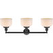 Franklin Restoration Large Bell LED 32 inch Oil Rubbed Bronze Bath Vanity Light Wall Light in Matte White Glass, Franklin Restoration