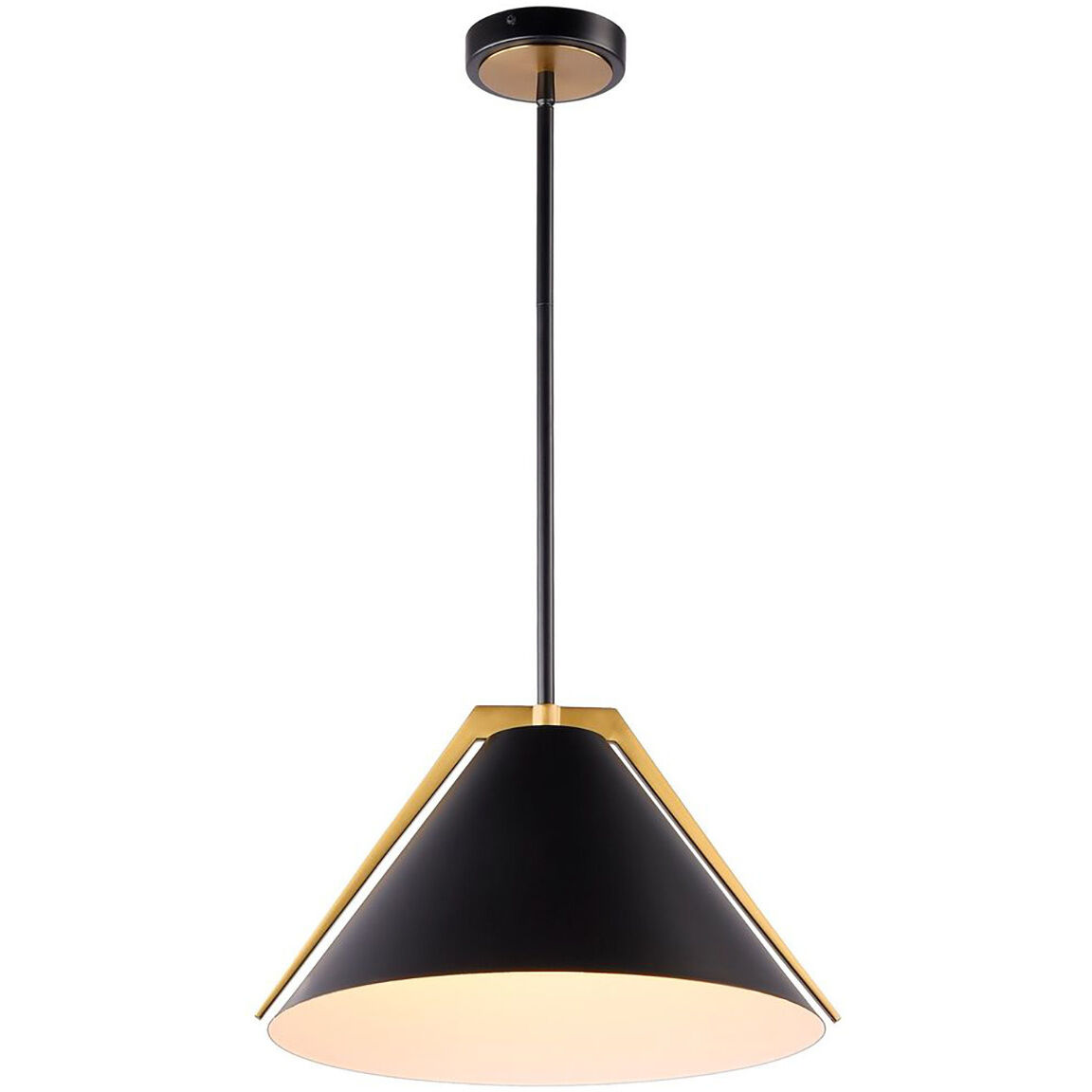 Baltic LED 15 inch Black and Brushed Brass Pendant Ceiling Light