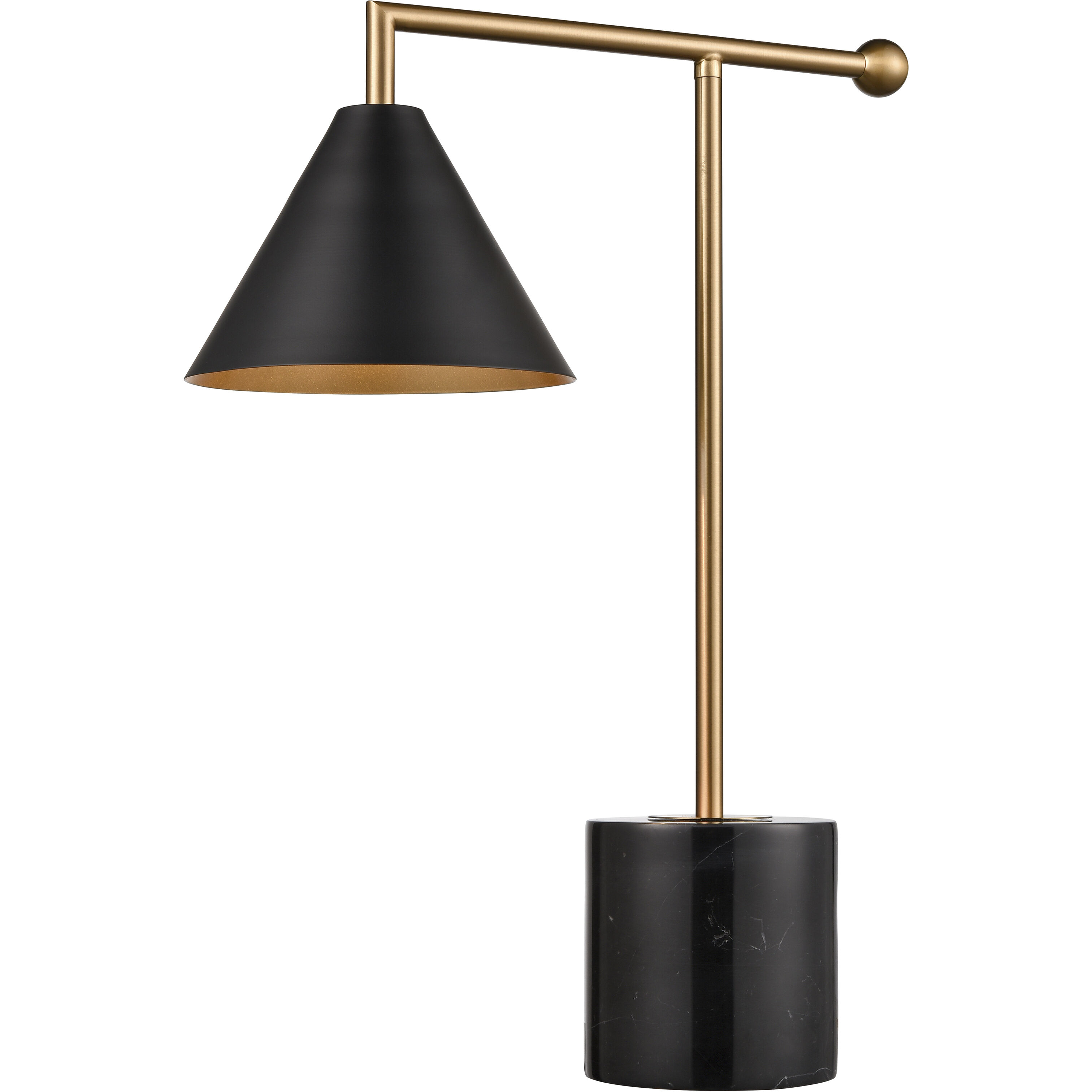 Halton 20 inch 40 watt Black with Satin Brass Desk Lamp Portable Light