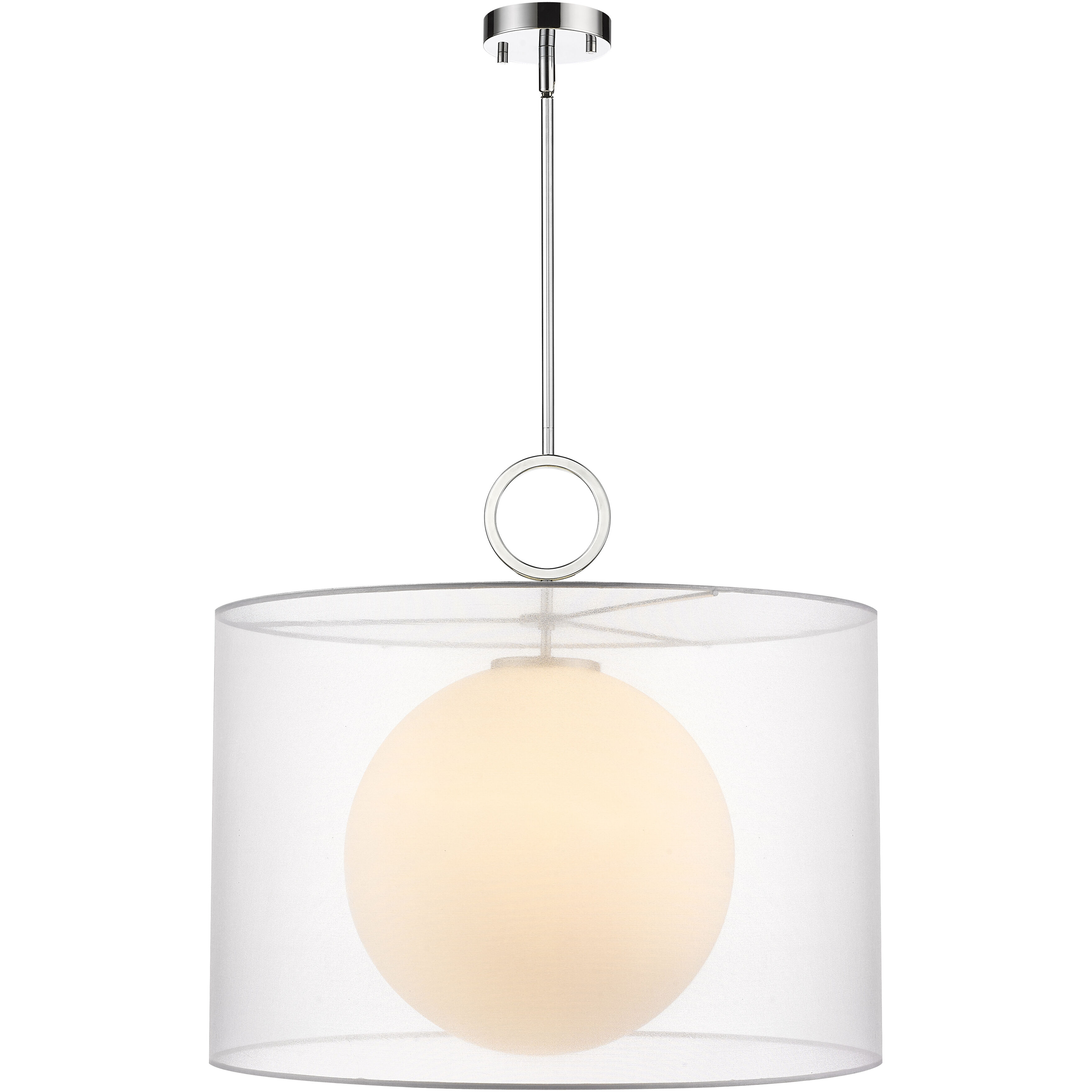 Arosia 1 Light 24 inch Chrome Pendant Ceiling Light in White Fabric