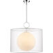 Arosia 1 Light 24 inch Chrome Pendant Ceiling Light in White Fabric