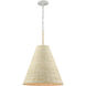 Abaca 1 Light 17 inch Textured White Pendant Ceiling Light