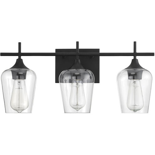 Octave 3 Light 21 inch Black Bathroom Vanity Light Wall Light, Essentials