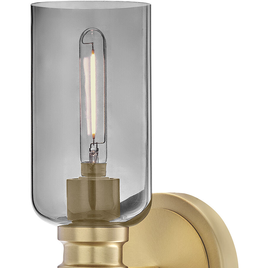 Naomi 2 Light 5.75 inch Lacquered Brass Bath Light Wall Light in Smoked Glass