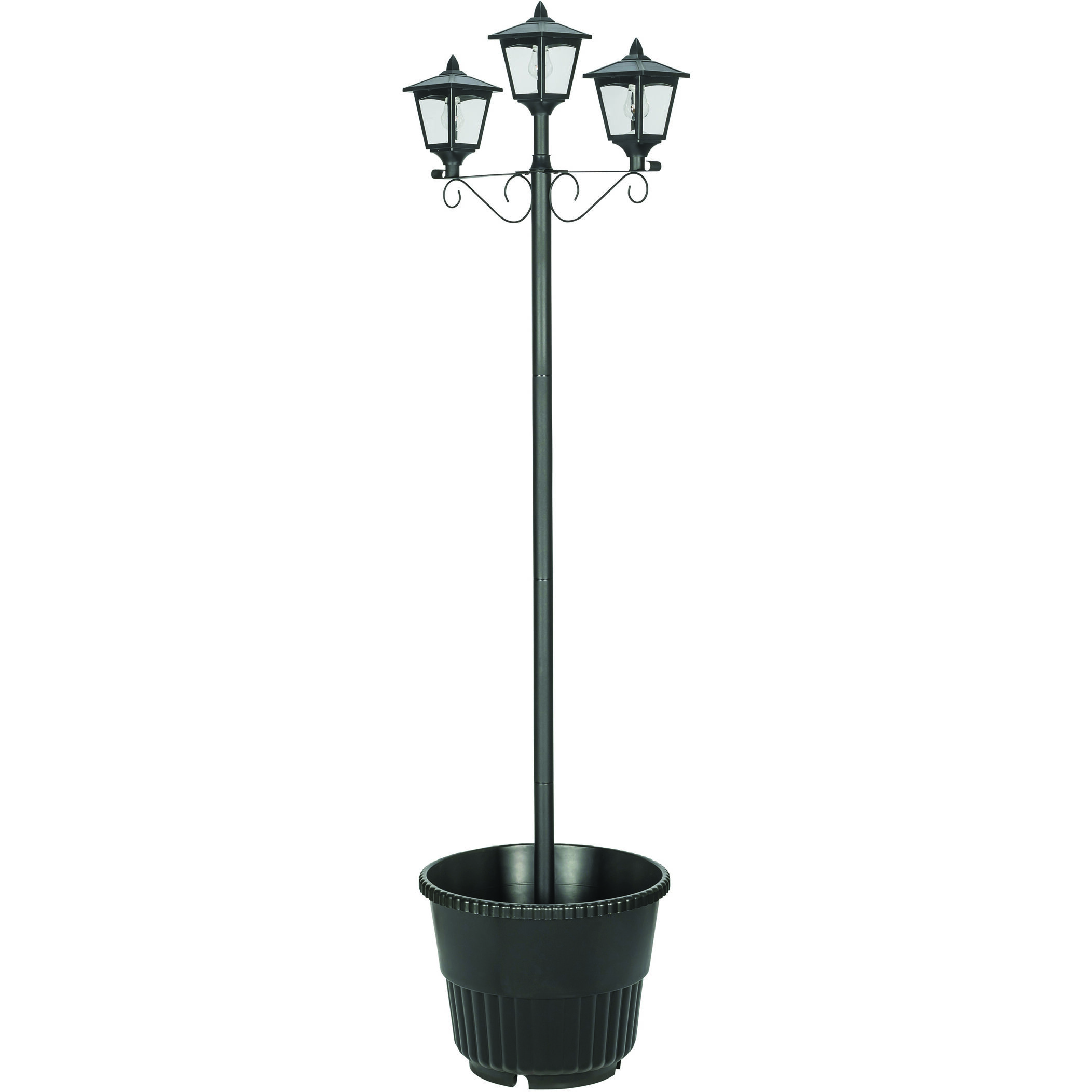 Triple Head 3 Light 78.5 inch Black Post Light, Solar