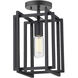Tribeca 1 Light 7.25 inch Matte Black Semi-Flush Mount Ceiling Light in Matte Black/Matte Black