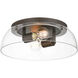 Yep Duncan 2 Light 14 inch Rubbed Bronze Flush Mount Ceiling Light in Clear Glass