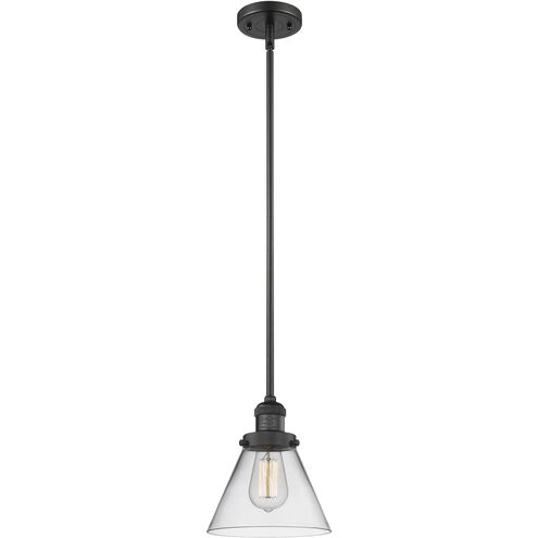 Franklin Restoration Cone 1 Light 8 inch Matte Black Mini Pendant Ceiling Light in Incandescent, Clear, Franklin Restoration