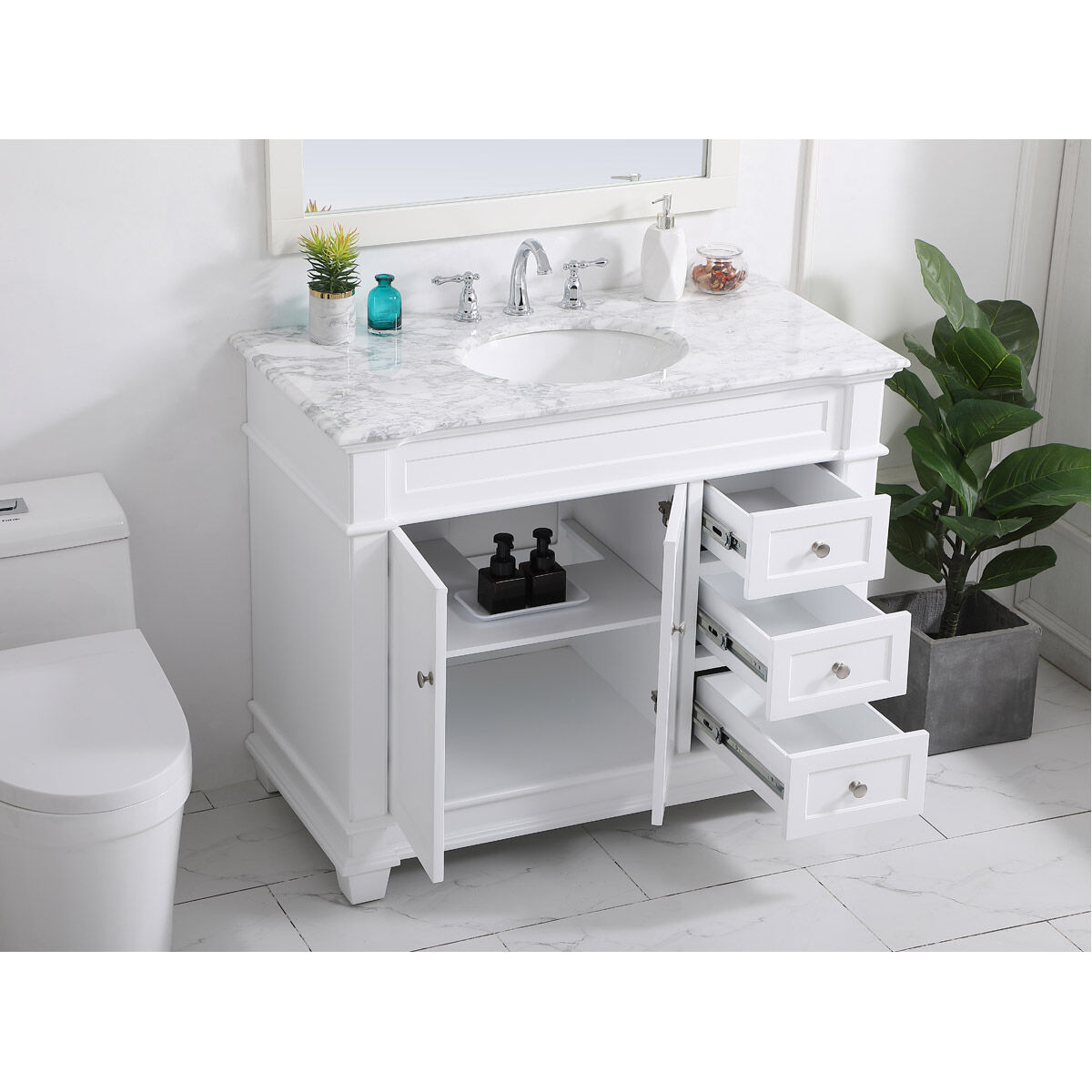 Wesley 42 X 22 X 35 inch White Vanity Sink Set