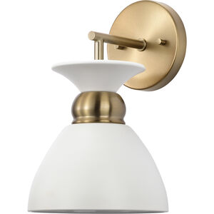 Perkins 1 Light 7 inch Matte White/Burnished Brass Bathroom Vanity Lights Wall Light