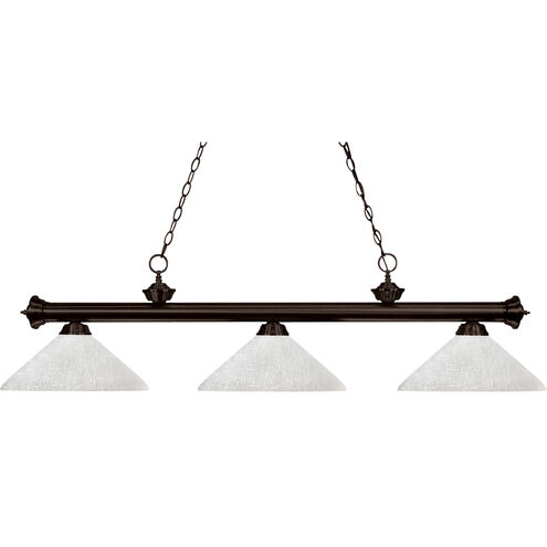 Riviera 3 Light 57 inch Bronze Billiard Ceiling Light in 18, Angular White Linen Glass