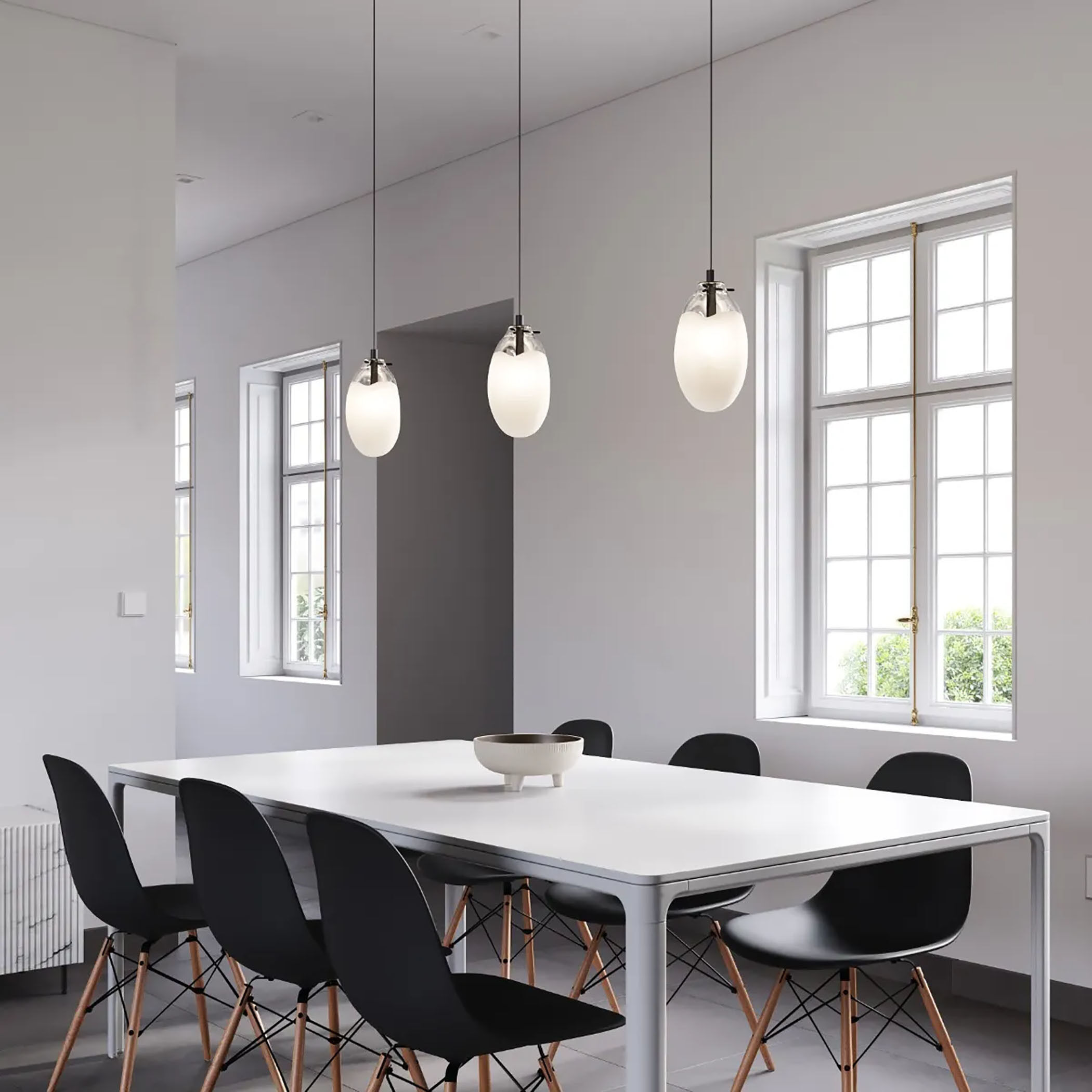Liquid LED 6 inch Satin Black Pendant Ceiling Light in Poured White Glass