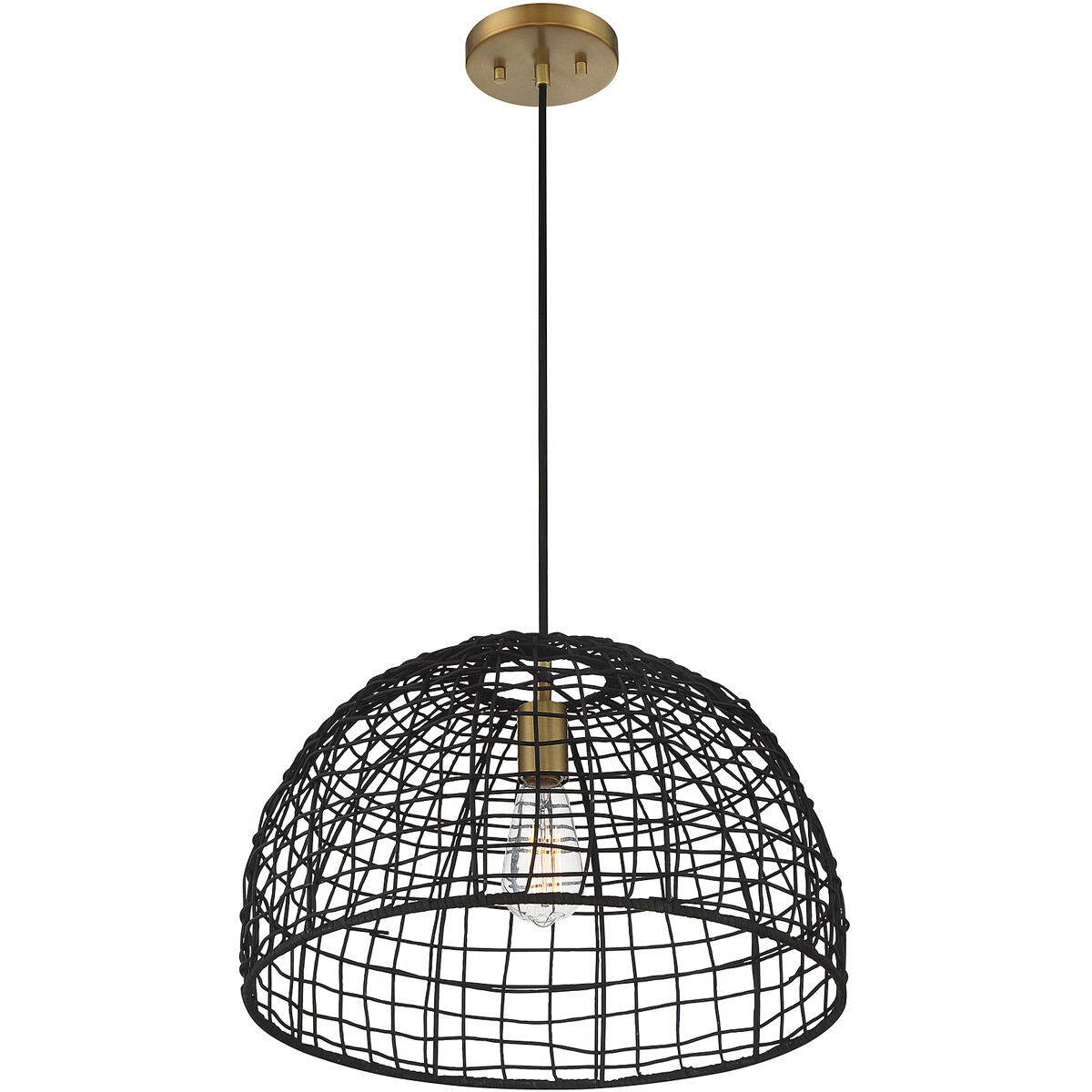 Bohemian 1 Light 18 inch Black with Natural Brass Accents Pendant Ceiling Light
