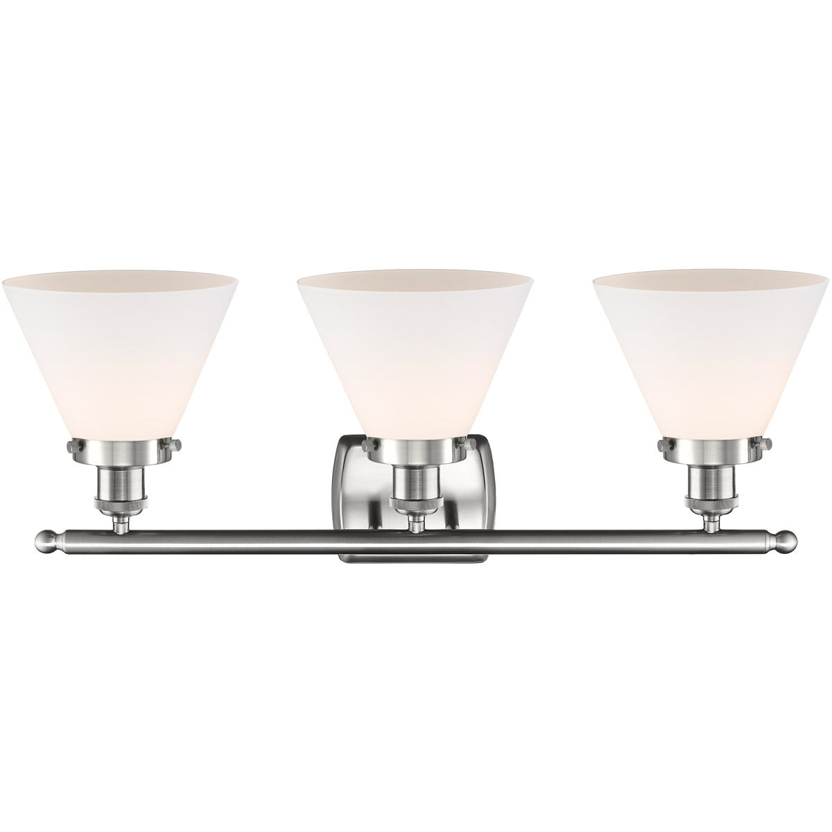 Ballston Large Cone LED 26 inch Brushed Satin Nickel Bath Vanity Light Wall Light in Matte White Glass, Ballston