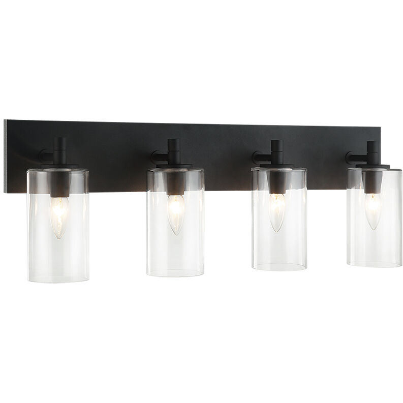 Candela 4 Light 29.13 inch Matte Black Wall Sconce Wall Light in Matte Black and Clear