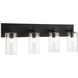 Candela 4 Light 29.13 inch Matte Black Wall Sconce Wall Light in Matte Black and Clear