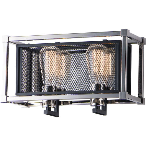 Refine 2 Light 14.25 inch Black/Polished Nickel Bath Vanity Wall Light