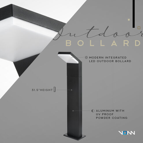 Modern 100V 9.5 watt Matte Black Outdoor Bollards