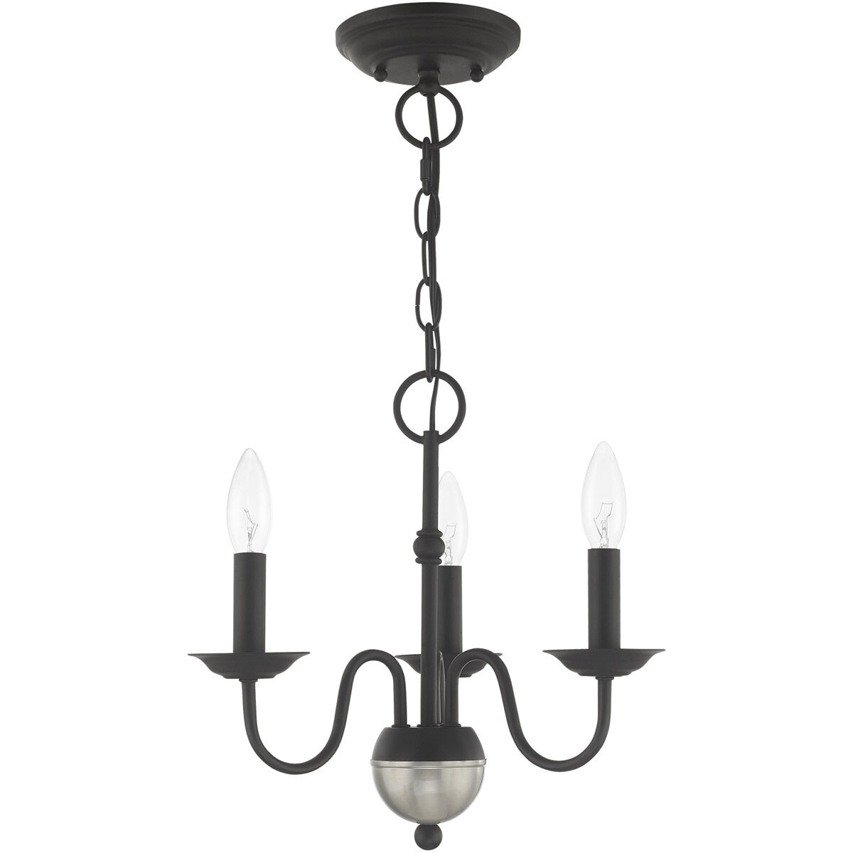 Windsor 3 Light 14 inch Black Mini Chandelier Ceiling Light