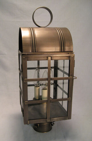 Adams 1 Light 20 inch Verdi Gris Post Lamp in Seedy Marine Glass, One 75W Medium with Chimney
