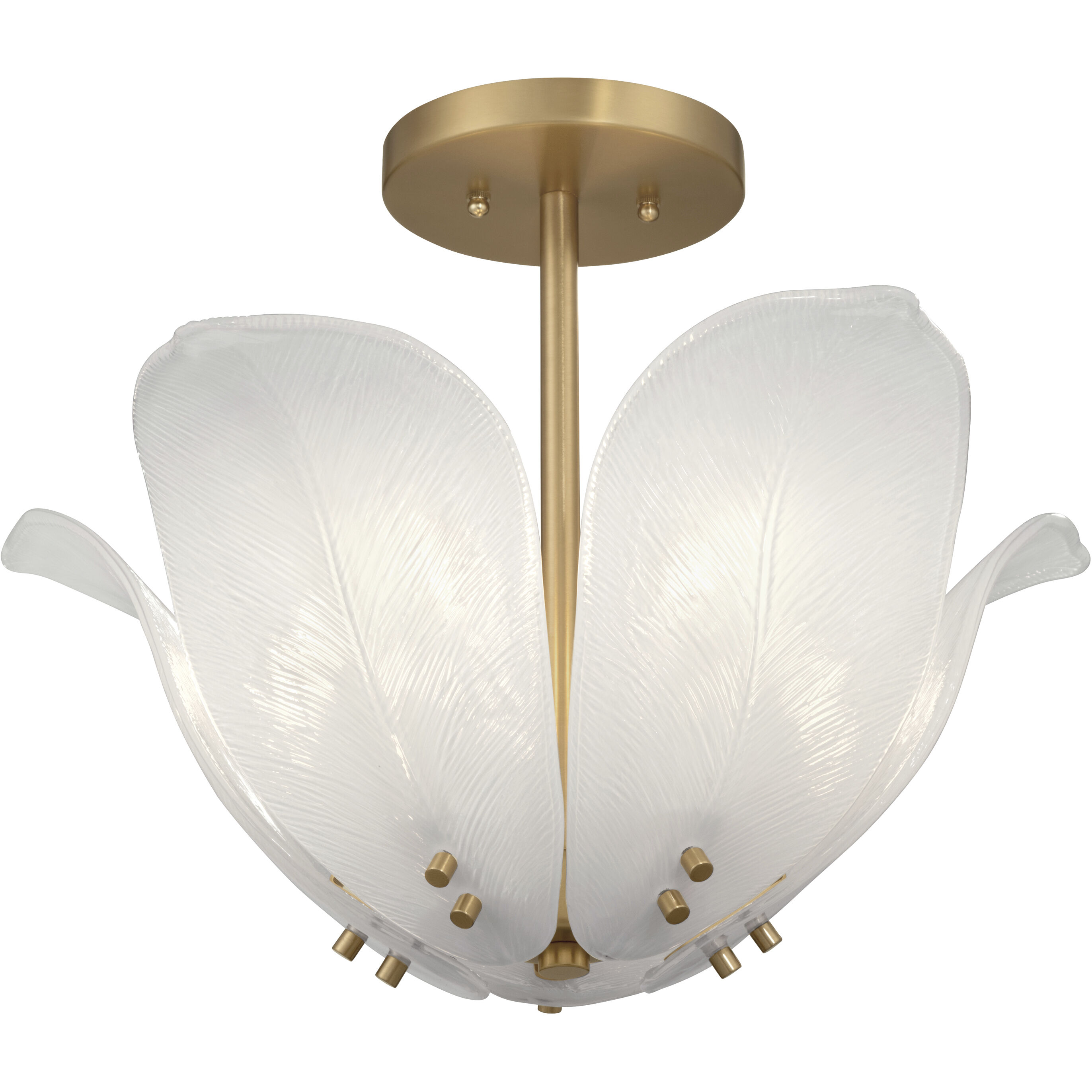 Orchid 5 Light 18 inch Legacy Brass Semi-Flush Mount Ceiling Light in White Handmade Glass