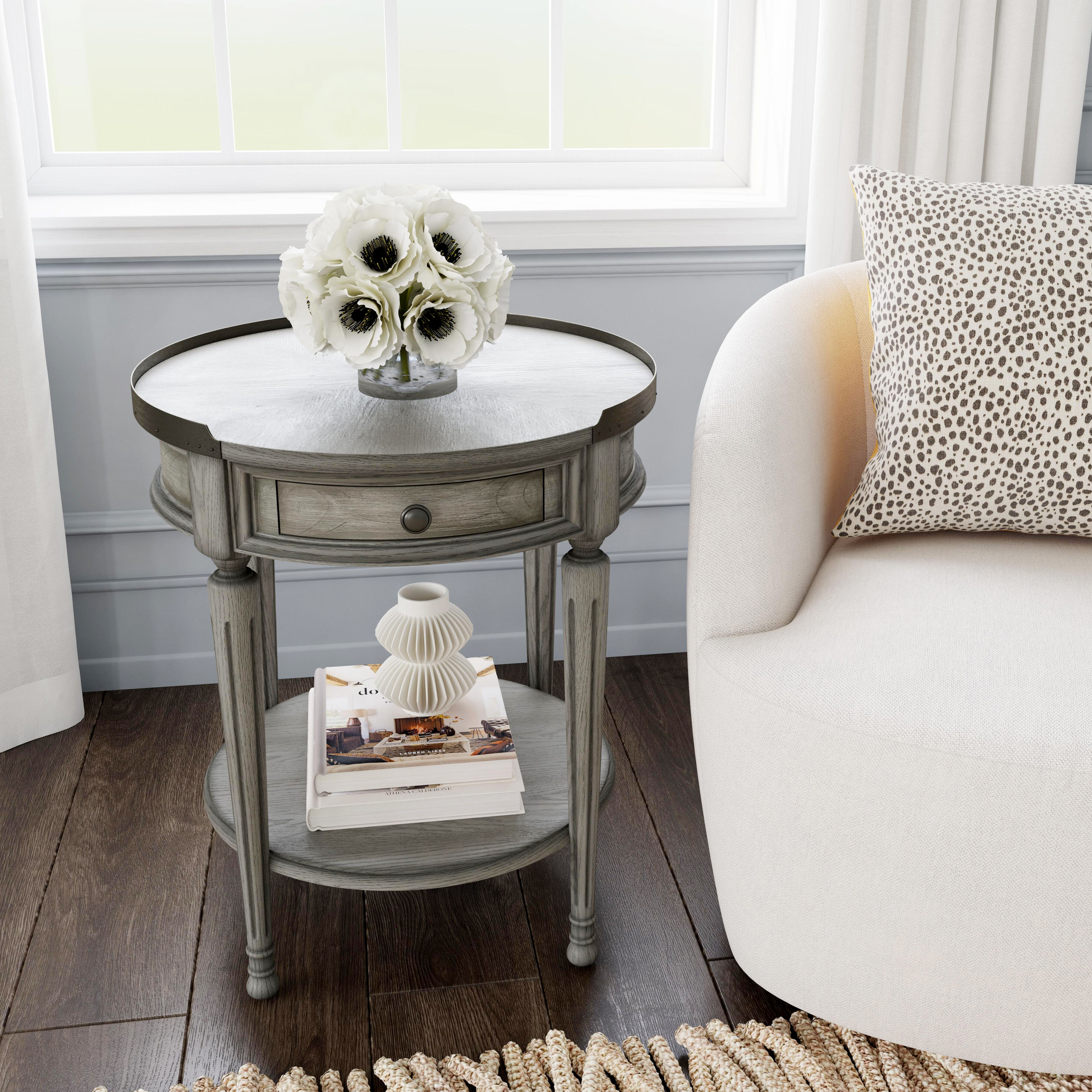 Sampson Side Table with Storage in Gray